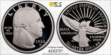 2022-S 25C Maya Angelou-Silver PR70DCAM