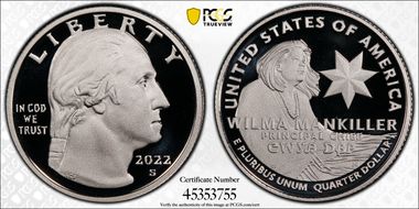 2022-S 25C Wilma Mankiller-Silver PR70DCAM