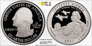 2021-S 25C Tuskegee Airmen NP- Silver PR69DCAM
