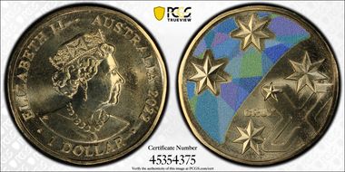 2022 $1 Great Aussie Coin Hunt - 'X' Crux - Colorized MS65