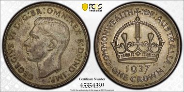 1937 Crown KM-34  Ag AU55