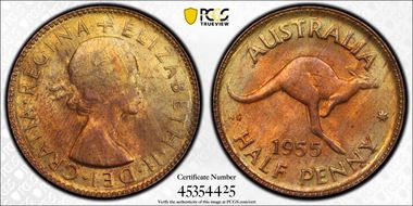 1955(p) 1/2D No Dot MS64RB