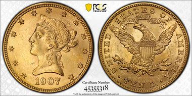 1907-D $10 MS62
