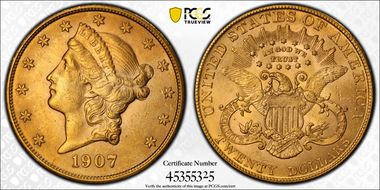 1907 $20 Liberty MS62