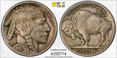 1916 5C Doubled Die Obverse XF40