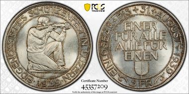 1939 B 5 Fr Luzern R-909a MS66