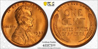 1937-S 1C MS67+ RD