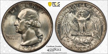 1941-S 25C Large S, FS-501 MS65