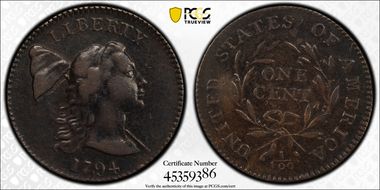 1794 1C Head of 1793 S-18b, Double Chin VF35BN
