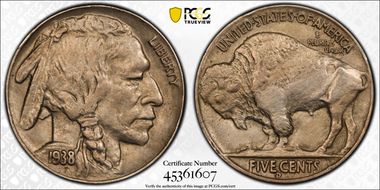 1938-D 5C Buffalo AU58