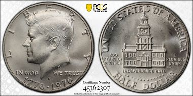 1976-S 50C Silver MS66