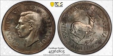 1947 5 Shil KM-31  Ag PR66