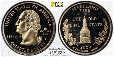 2000-S 25C Maryland PR67DCAM