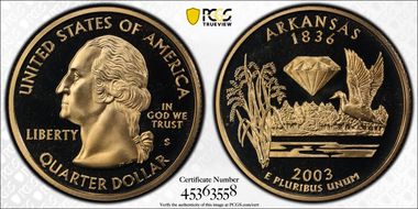 2003-S 25C Arkansas PR68DCAM