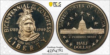 1989-W $5 Congress PR68DCAM