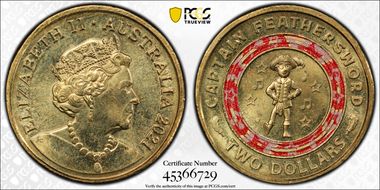 2021 $2 Wiggles - Capt. Feathersword 30th Ann. Colorized MS65