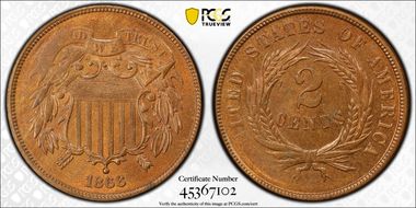 1866 2C MS64RB