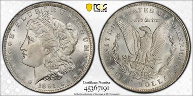1891-CC $1 MS65+