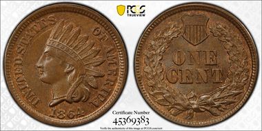 1864 1C Bronze MS64BN