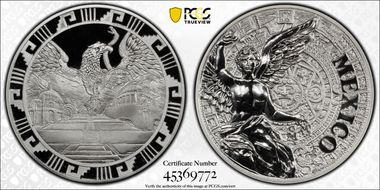(2016)-Mo Medal "Mexican Elements" Ag 1oz Later Type PR69DCAM