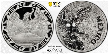 (2016)-Mo Medal "Mexican Elements" Ag 1oz Later Type PR69DCAM