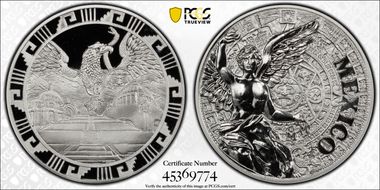 (2016)-Mo Medal "Mexican Elements" Ag 1oz Later Type PR69DCAM
