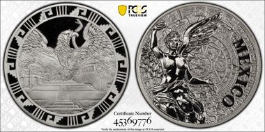 (2016)-Mo Medal "Mexican Elements" Ag 1oz Later Type PR69DCAM