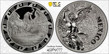 (2016)-Mo Medal "Mexican Elements" Ag 1oz Later Type PR69DCAM
