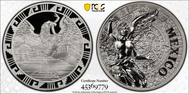 (2016)-Mo Medal "Mexican Elements" Ag 1oz Later Type PR69DCAM
