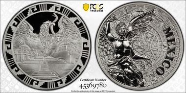 (2016)-Mo Medal "Mexican Elements" Ag 1oz Later Type PR69DCAM
