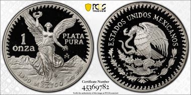 1990-Mo Onza Libertad Ag PR69DCAM