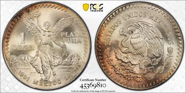 1991-Mo Onza Libertad Ag T1 - PLATA PURA MS68