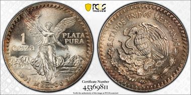 1991-Mo Onza Libertad Ag T1 - PLATA PURA MS68