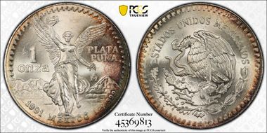 1991-Mo Onza Libertad Ag T1 - PLATA PURA MS67