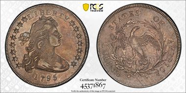 1795 $1 Draped Bust, Off-Center XF45+