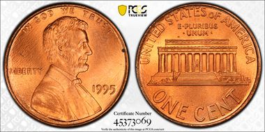 1995 1C Doubled Die Obverse MS66RD