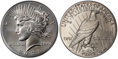 2021 $1 Peace Dollar 100th Anniversary MS70
