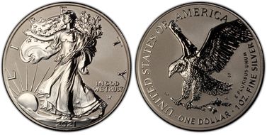 2021-S $1 Silver Eagle Rev PR - Type 2 Designer Edition PR70
