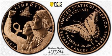 2018-W $5 Breast Cancer Awareness PR70DCAM