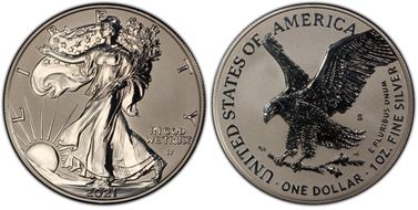 2021-S $1 Silver Eagle Rev PR - Type 2 Designer Edition PR69