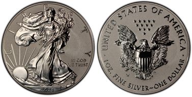 2021-W $1 Silver Eagle Rev PR - Type 1 Designer Edition PR70