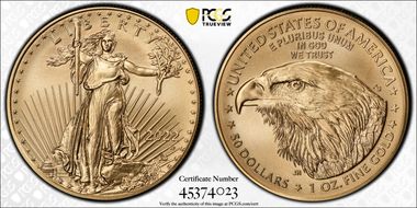 2022-W $50 Burnished Gold Eagle  First Strike SP70