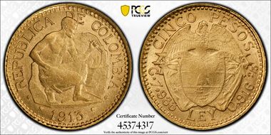 1913 5 Peso KM-195.1 MS62