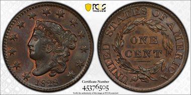 1829 1C Large Letters MS64+ BN