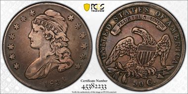 1834 50C Small Date, Small Letters VF30