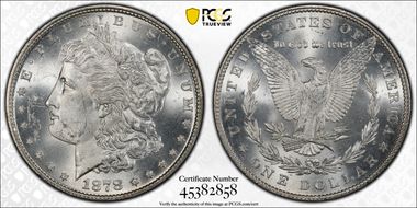 1878 7TF $1 VAM 203, Short Leaf MS63