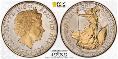 2006 £2 S-BF2A Britannia Standing Gilt PR68DCAM