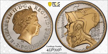 2006 £2 S-BF9A Britannia Helmet Gilt PR68DCAM