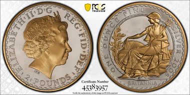 2006 £2 S-BF10A Britannia Seated Gilt PR68DCAM