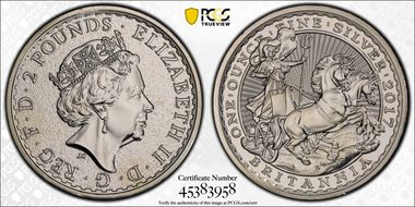 2017 £2 S-BF7A Britannia 20th Anniv. Edge Lettering MS65